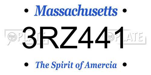 3RZ441 Massachusetts License Plate