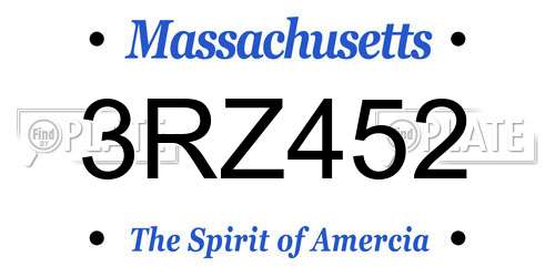 3RZ452 Massachusetts License Plate