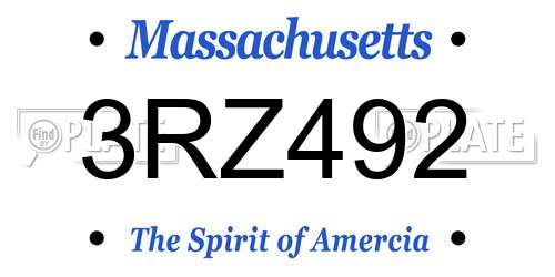 3RZ492 Massachusetts License Plate