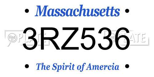 3RZ536 Massachusetts License Plate