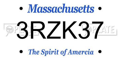 3RZK37 Massachusetts License Plate