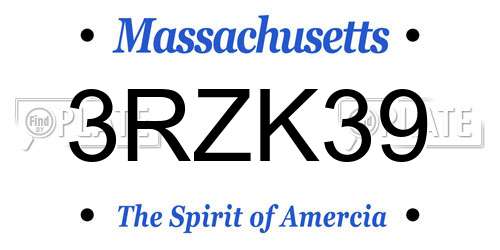 3RZK39 Massachusetts License Plate