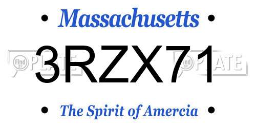 3RZX71 Massachusetts License Plate