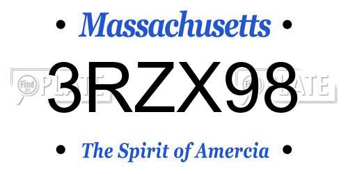 3RZX98 Massachusetts License Plate