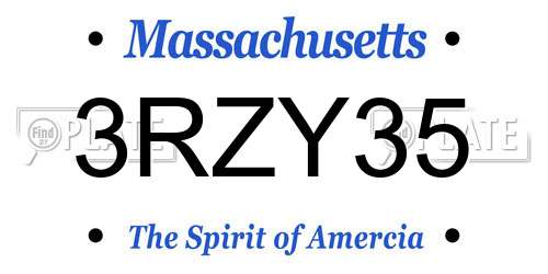 3RZY35 Massachusetts License Plate