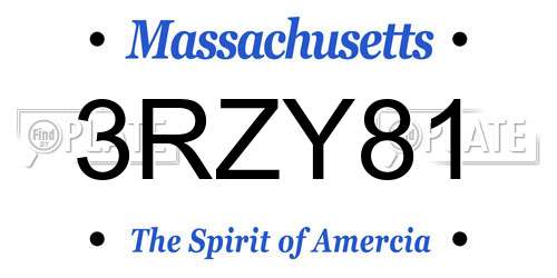 3RZY81 Massachusetts License Plate