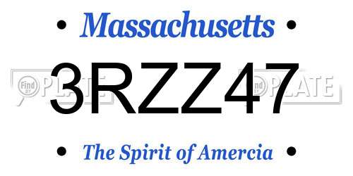 3RZZ47 Massachusetts License Plate