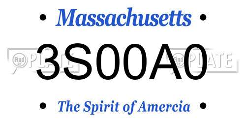 3S00A0 Massachusetts License Plate