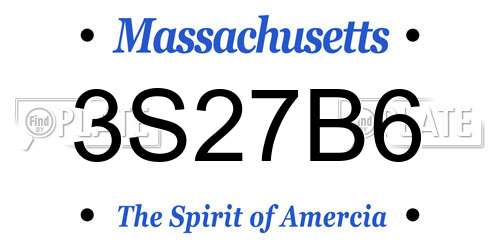 3S27B6 Massachusetts License Plate