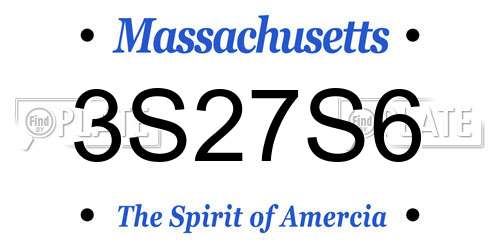 3S27S6 Massachusetts License Plate