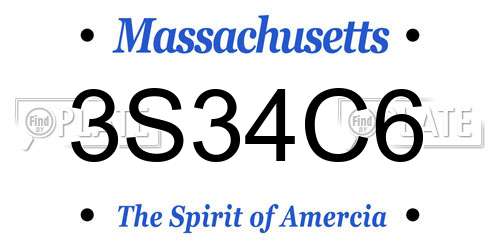 3S34C6 Massachusetts License Plate