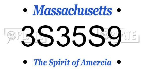 3S35S9 Massachusetts License Plate