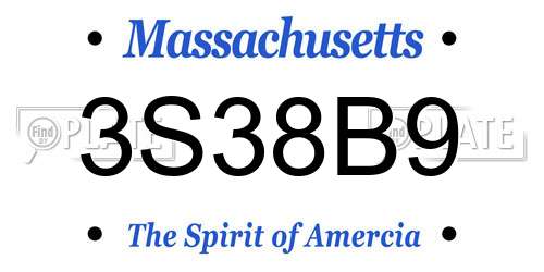 3S38B9 Massachusetts License Plate