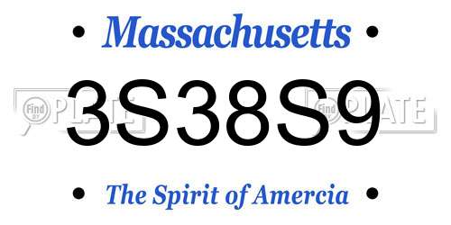 3S38S9 Massachusetts License Plate