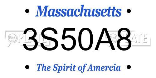 3S50A8 Massachusetts License Plate