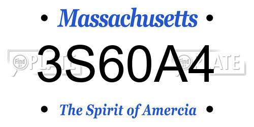3S60A4 Massachusetts License Plate