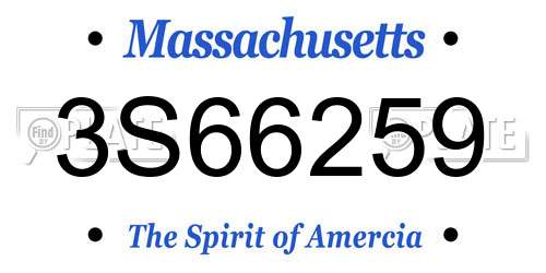 3S66259 Massachusetts License Plate