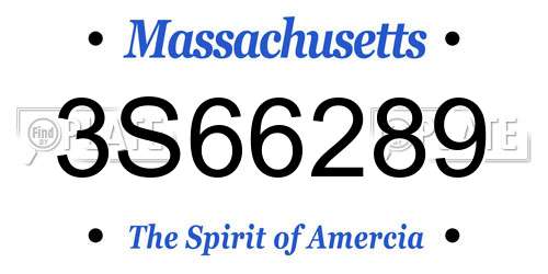 3S66289 Massachusetts License Plate