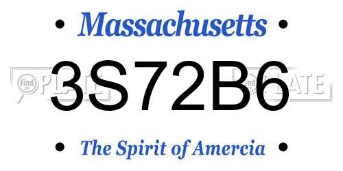 3S72B6 Massachusetts License Plate