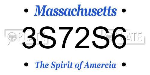 3S72S6 Massachusetts License Plate