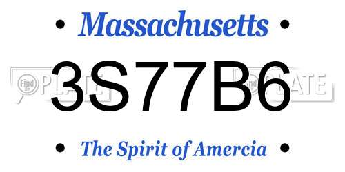 3S77B6 Massachusetts License Plate