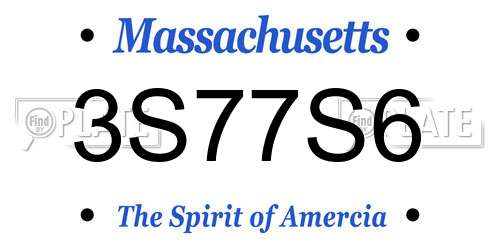 3S77S6 Massachusetts License Plate