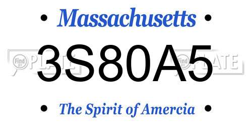 3S80A5 Massachusetts License Plate