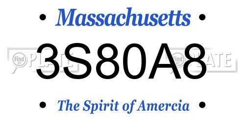 3S80A8 Massachusetts License Plate