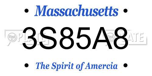 3S85A8 Massachusetts License Plate