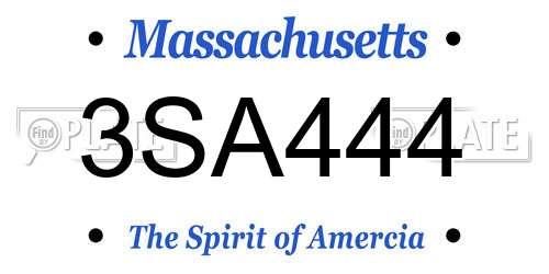 3SA444 Massachusetts License Plate
