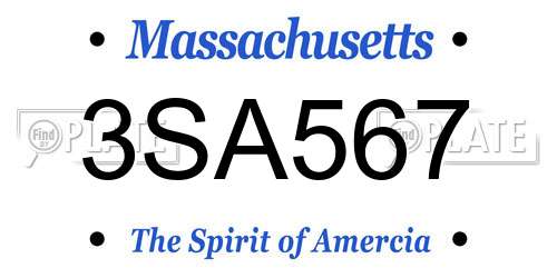 3SA567 Massachusetts License Plate