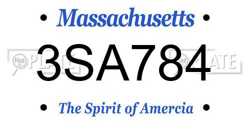 3SA784 Massachusetts License Plate
