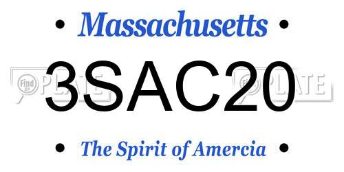 3SAC20 Massachusetts License Plate