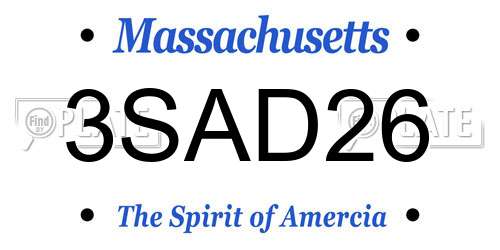 3SAD26 Massachusetts License Plate