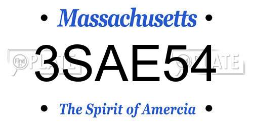 3SAE54 Massachusetts License Plate