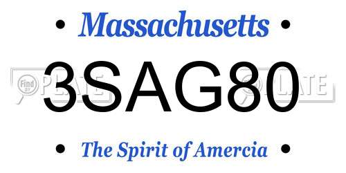 3SAG80 Massachusetts License Plate