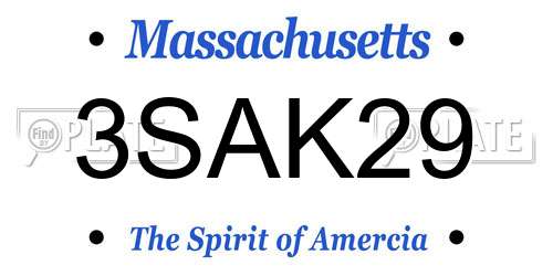 3SAK29 Massachusetts License Plate