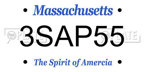 3SAP55 Massachusetts License Plate