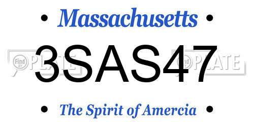 3SAS47 Massachusetts License Plate