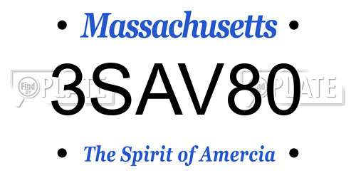 3SAV80 Massachusetts License Plate