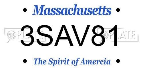 3SAV81 Massachusetts License Plate