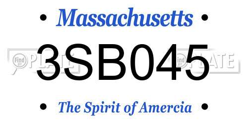 3SB045 Massachusetts License Plate