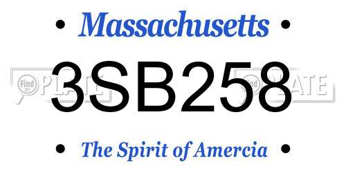 3SB258 Massachusetts License Plate