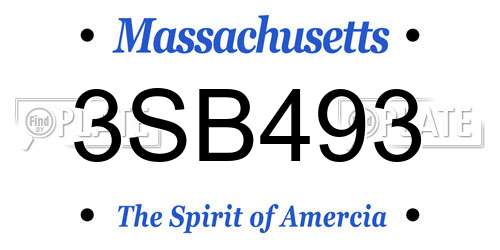 3SB493 Massachusetts License Plate