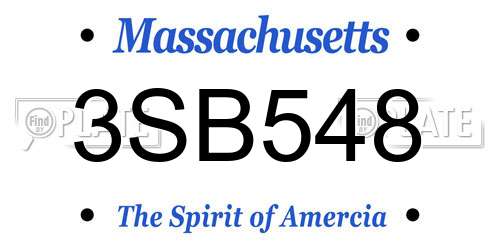 3SB548 Massachusetts License Plate