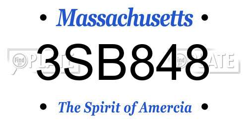 3SB848 Massachusetts License Plate