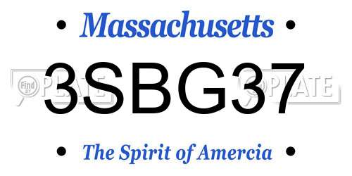 3SBG37 Massachusetts License Plate