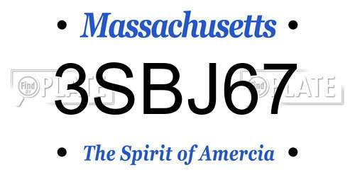3SBJ67 Massachusetts License Plate