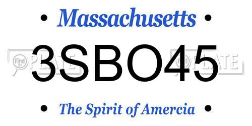 3SBO45 Massachusetts License Plate