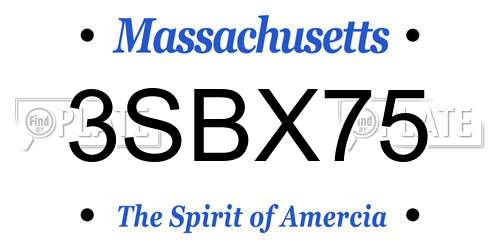 3SBX75 Massachusetts License Plate
